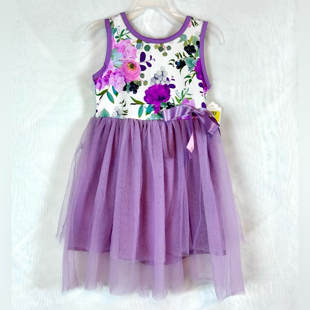 NWT Girls Sleeveless Purple 3T Tulle Tiered Summer Dress